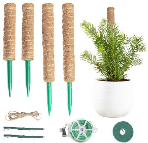 FALSKT 2 Piezas 42CM Tutores para Plantas, 2 Piezas 32CM Tutor Monstera de Fibra de Coco Natural, Plant Support Superpuesta, Moss Pole, para Plantas Trepadoras de Interior en Maceta