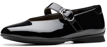 Clarks Collection Women's Jazmynn Iris Mary Jane Flat, Black Patent, 8 W US