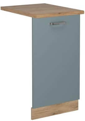 Vicco Geschirrspülblende R-Line, Geschirrspüler Fronttür, Blau-Grau, 45 cm, AP Eiche