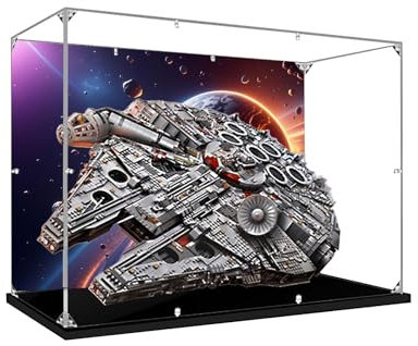 Acryl Vitrine für Lego Ster Wars Ultimate Millennium Falcon Modell 75192 - Staubdichte Anti-UV Aufbewahrungsbox (Stehender Hintergrund )