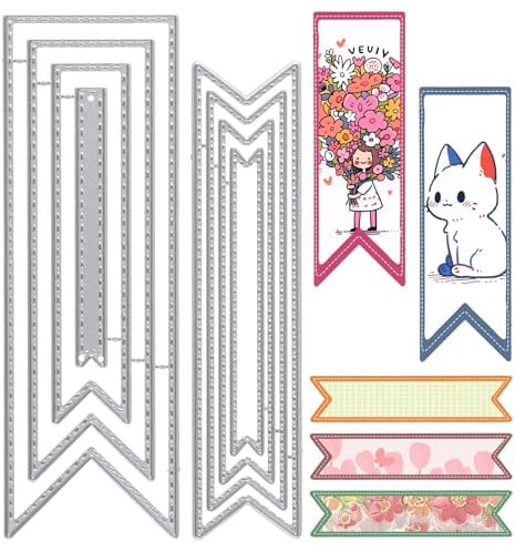 Bookmark Metal Cutting Dies, DIY Craft Carbon Steel Embossing Template Die Cutting Dies Metal Stencils Scrapbooking Tool for Paper Crafting Card Making Supplies (8Pcs)