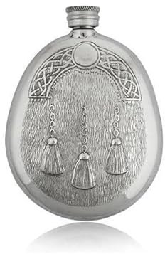 Hip Flask English Pewter Scottish Sporran Design 6oz Made in England | GIB28