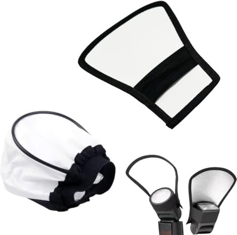 AOEVUIR Set da 2 Flash Diffusore Argento Riflettore Universale Morbido Mini Bounce Softbox 2 in 1 Argento Flessibile Tessuto