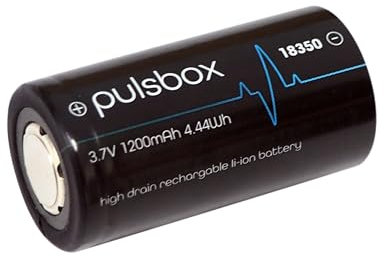 pulsbox IMR 18350 - Batteria agli ioni di litio, 3,7 V, Flat Top | 1200 mAh, 10 A High Drain (1 batteria)
