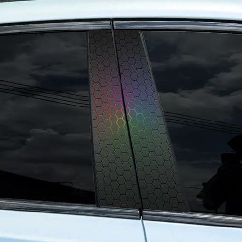 B Säulen Aufkleber Auto Waben Motiv, 2 Stück Mittelsäule Aufkleber Schwarz mit Hexagon Muster Kratzfest Wasserfest, Coole Auto Aufkleber Seiten Car Tuning Sticker (Car Sticker11,50x25cm)