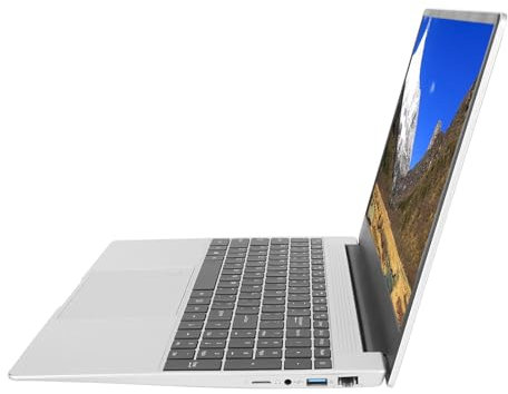Plyisty 15.6 -HD -Laptop, Silver Office Laptop 128G di Quad core core multi interface 11. Gen N5095 Processore con Lettore di Impronte Digitali per il Lavoro per 11 Pro (512GB Spina europea)