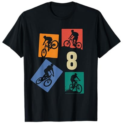 8. Geburtstag Mountainbiking 8 Jahre Jungs Fahrrad Retro T-Shirt
