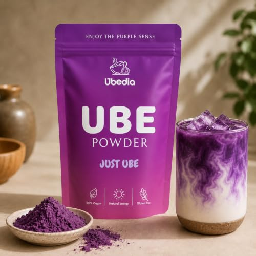 Polvo de Ube ◈ 50 g ◈ Polvo 100 % de Ube Natural Puro ◈ Premium Calidad - Grado A ◈ Origen Filipinas Garantizado ◈ Sin aditivos ni colorantes ◈ Vegano y Sin Gluten ◈ Ideal para Bebidas y Repostería