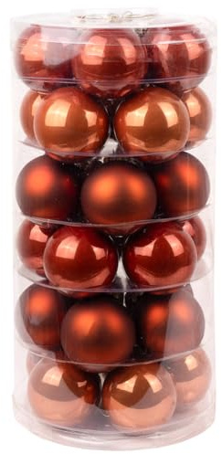Inge Glas Weihnachtskugeln | Schöne Christbaumkugeln aus Glas | 30 Kugen in Dose | Christbaumschmuck Weihnachtsbaumschmuck Weihnachtsbaumkugeln (Warm Terracotta)