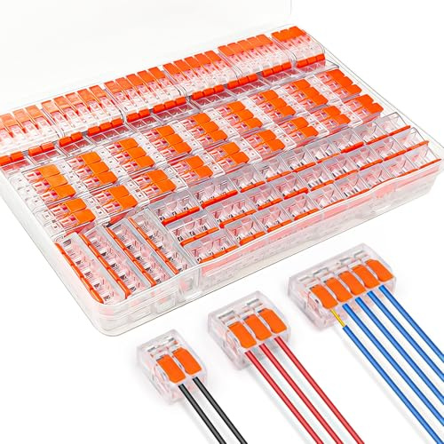 Kabelverbinder 90 Stück, Lüsterklemmen Steckbar Set mit Betätigungshebel, 2-3-5 Polig, Kabelklemmen Elektro für 0.14-4mm² Leiter, Verbindungsklemmen aus Flammhemmendem PC für Elektroinstallation