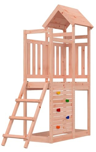 vidaXL Spielturm Braun 110,5 x 52,5 x 214 cm Massives Douglasienholz, Outdoor Spielset, moderner Turm, Kletterstruktur, Zubehör für den Garten, Kinderabenteuer, Familienspaß