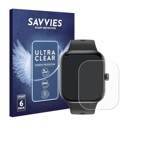 Savvies Schutzfolie für Honor Choice InFoWear Watch 2 Pro | 6 Stück Transparenter Displayschutz Made in Germany Ultra-Klar Displayschutz-Folie