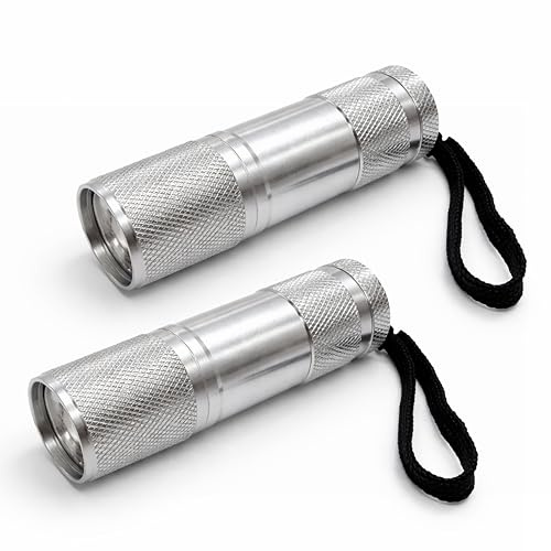 Status 9 LED Aluminium Torch, Compact Handheld Flashlight for Camping, Emergency Kits and Everyday Carry, Requires 3 x AAA Batteries, Silver (S3XAAA9LEDSTX12) (Pack of 2)