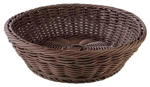 APS 50613 Korb, rund, Obstkorb, Brötchenkorb, Frühstücksgebäck, Brötchenschütte, Präsentkorb, handgeflochten Ø 29 cm, H: 7 cm Polypropylen, braun