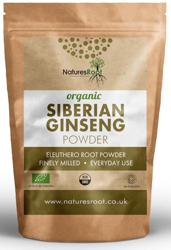 Nature’s Root Organic Siberian Ginseng Powder 125g | Eleuthero Root Powder | Pure Botanical Powder for Daily Use
