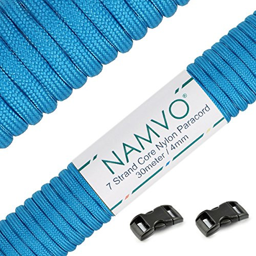 Namvo 550 Paracord Mil Spec Type III 7 Strand Parachute Cord Total Length 100ft/30 Meters Solid Color