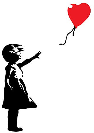 decorsfuk.co Banksy Graffiti-Wandaufkleber, Motiv: Mädchen mit Luftballon, Vinyl, Größe XL, 52 x 36 cm
