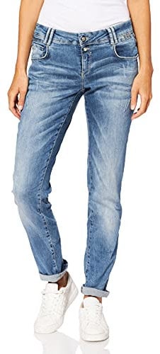 Cartoon Damen Boyfriend-Hose mit Nieten Blau,34