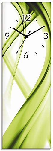 ARTLAND Wanddeko Wanduhr ohne Tickgeräusche Glas Quarzuhr 20x60 cm Rechteckig Lautlos Design Abstrakt Kunst Bunt Modern Ausgefallen S8WH