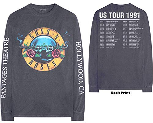 T-Shirt Maniche Lunghe # Xxl Unisex Grey # Hollywood Tour
