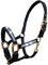 Reinecke Equestrian Premium Leuchthalfter Reflexhalfter Sicherheitshalfter Stallhalfter Weidehalfter LED-Nylonhalfter Starlight (Pony, schwarz/Gold)