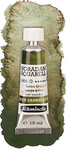 Schmincke – HORADAM® AQUARELL, Super Granulation, Tundra Grün, 15 ml, sehr stark granulierende Farbtöne, feinste, supergranulierende Aquarellfarben