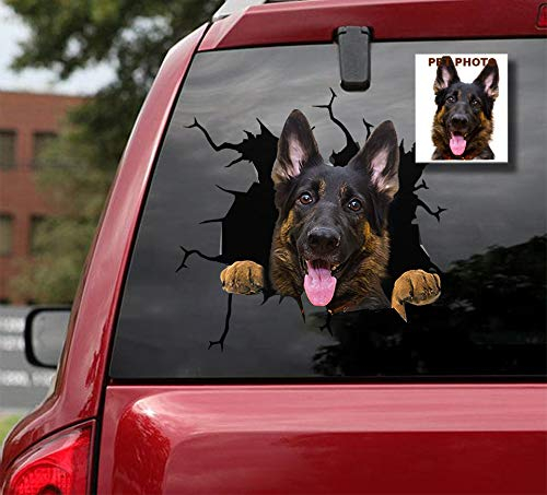 Ocean Gift Custom Stickers Deutscher Schäferhund Autoaufkleber, Hund Autoaufkleber 2 Stück - Lustige benutzerdefinierte Aufkleber Deutscher Schäferhund Aufkleber für Autofenster, Wände Serie 68, Größe