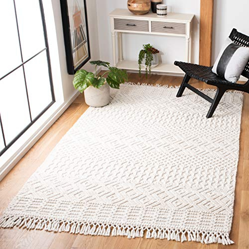 Safavieh Boho Teppich für Wohnzimmer, Esszimmer, Schlafzimmer - Casablanca Collection, Kurzer Flor, Elfenbein, 152 X 244 cm