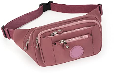 Estwell Marsupio Sportivo Uomo Donna con 5 Tasche Marsupio Running Grande Capacità Impermeabile Cintura Borsa Regolabile Singola Spalla per Viaggio Corsa Ciclismo Escursione Campeggio, Rosa