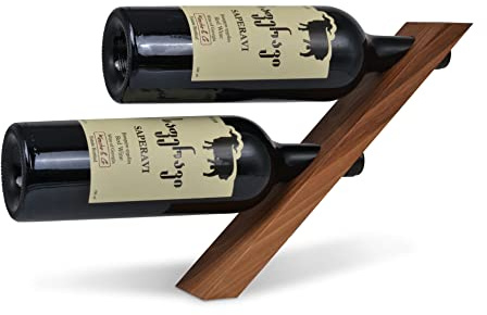 Natuhr Weinflaschenhalter Magic Weinhalter Weinständer Weinregal Holz Wein Aufbewahrung Schwebendes Regal 2 Flaschen (Walnuss)