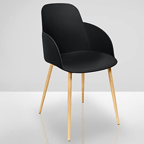 GGMMÖBEL 2er-Set LAPALMA | Schalenstuhl | Schwarz | Kunststoff | Retrostuhl