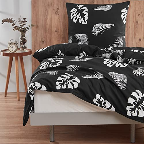 Mixibaby Bettwäsche Bettgarnitur Bettbezug Baumwolle 135x200 155x220 200x200 200x220, Größe:135 x 200 cm, Design Bettwäsche:Palm D19