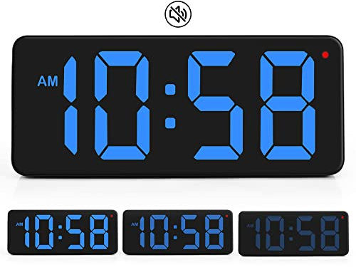 SZELAM Orologio da parete a LED digitale, grande orologio da parete digitale, grande display numerico con adattatore e supporto da tavolo pieghevole, 215x85x20 mm, blu
