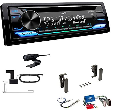JVC KD-DB922BT 1-DIN Autoradio CD-Receiver Bluetooth DAB+ Digital Radio Einbauset kompatibel mit Audi A6 Avant 1997-2001 schwarz