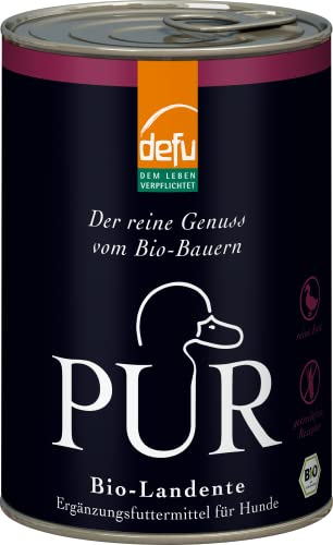 defu Hundefutter | 12 x 400 g | PUR Bio Landente | Premium Bio Nassfutter | Ergänzungsfuttermittel für Hunde