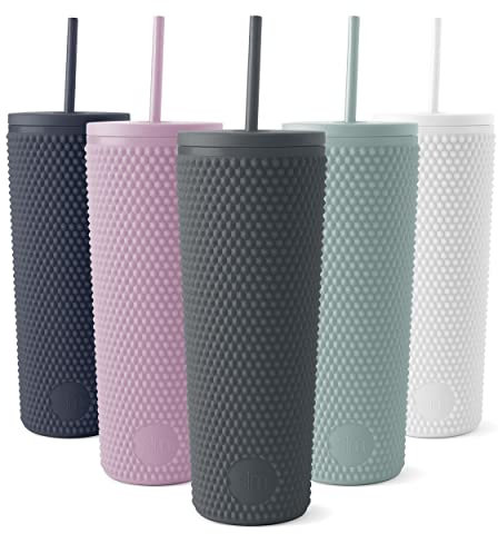 Simple Modern Matte Plastic Tumbler with Lid and Straw | Double Wall Iced Coffee Cups for Smoothies | Gifts for Women and Men | Classic Collection | 24 oz | Graphite