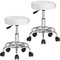 Casaria® Rollhocker 2er Set Höhenverstellbar 10cm Polsterung 51-65cm Sitzhöhe 360° Drehbar Ø35cm Fußstütze Rund Hocker Drehhocker Arbeitshocker Weiß