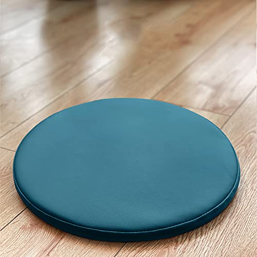 SUARIA Volltonfarben PU Leder Sitzkissen Rund Memory-Schaum Stuhlkissen Dauerhaft Nicht-ausrutschen Büro Sitzpolster Für Innen Abendessen Bürostuhl-Blau 30cm(直径)/2cm(厚度)