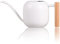 IMEEA Arrosoir à poignée en bois 1 l - Petites plantes en pot - En acier inoxydable - Avec bec long - Confortable - Pour plantes d'intérieur - Blanc