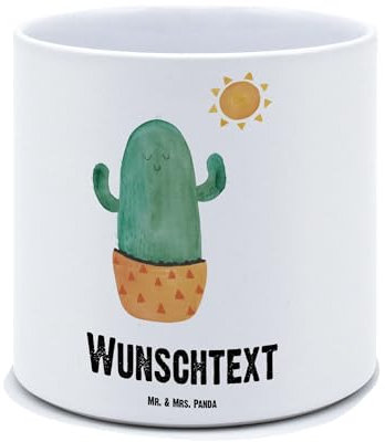 Mr. & Mrs. Panda Personalisierter XL Blumentopf Kaktus Sonne - Personalisierte Geschenke, Großer Pflanzkübel Selbst Gestalten, Großer Dekotopf Mit