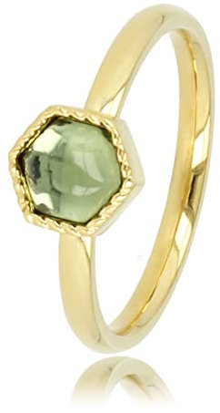 My Bendel - Goldring mit grünem Glasstein- Stylischer Ringe für Damen mit farbiger Stein - Bleibt schön und Verfärbt nicht - Stapeln Ringe - mit Luxuriösen Geschenkverpackung