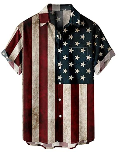 acsefire Unisex American Independence Day Hemd USA Flagge Hemden Stolz Hemd Kurzarm personalisierte Grafik Hemd