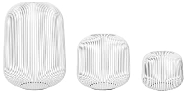 blomus Laterne Lito 3er Set | Weiß | Größe S,M und L | 20L x 20B x 17H cm | 28L x 28B x 27H cm | 33L x 33B x 45H cm | Kerzenhalter Weiß | Windlicht aus Edelstahl | Laterne Deko