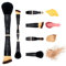 4 en 1 Pinceau de Maquillage, Pinceaux de Voyage Portables, Pinceaux de Maquillage à Double Extrémité, Pinceau de Maquillage Multifonctions pour Surligner, Fard à PaupièRes, Fond de Teint et Poudre