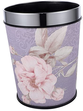 KICHOUSE Retro Style Waste Paper Bucket Easy to Clean Pp Stainless Steel Trash Bin for Office Random Style