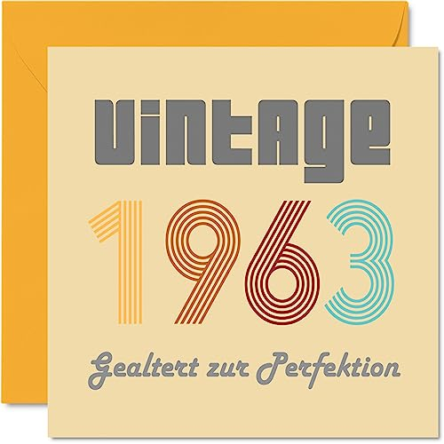 Stuff4 62. Geburtstagskarten für Männer Frauen - Vintage 1963 Gealtert zur Perfektion - 62 Alles Gute zum Geburtstag Karte für Opa Oma Mama Papa Onkel Tante 145mm Glückwunschkarten