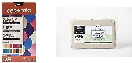 Pébéo - Set Exploration Ceramic - Kit de Peinture Céramique, Idéale Décoration Terre Cuite, Faïence - 12 Flacons de 20 ml & ‌-‌ ‌Gédéo‌ ‌Argile‌ ‌Sans‌ ‌Cuisson‌ ‌-‌ ‌Modelage