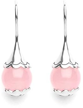 Tamashii orecchini a forma di goccia Ear-Drops in Argento 925 con pietra di 1 cm Giada rosa.Lunghezza orecchino 3 cm EHST6-199
