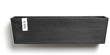 Ecopots Blumentopf Manhattan Dunkel Grau - 55 x 17 cm rechteckig groß - mit Bewässerung - Pflanzentopf aus Recycling Kunststoff - Übertopf modern für Indoor und Outdoor