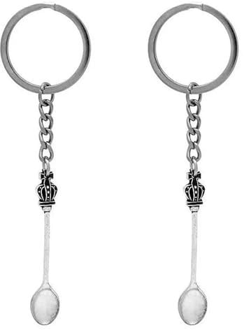 JNAWA 2 Pieces Spoon Keyring Mini Tea Spoon Keychain Gadget for Men Women Backpack Pendant Party Favors(Silver)